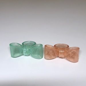 Set of 2 Acrylic Lace Bow Rings - Size 6